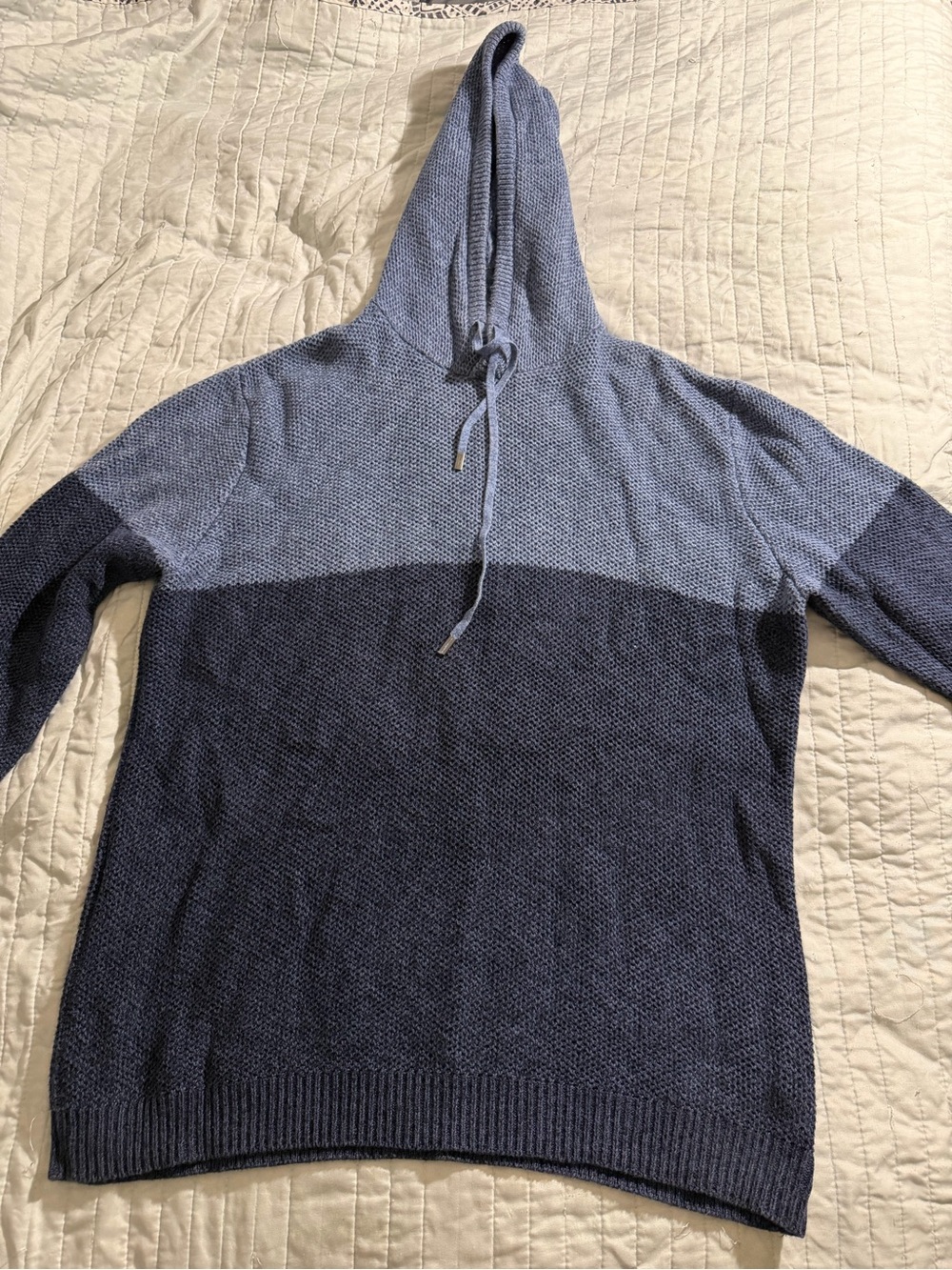 Men's Calvin Klein Two-Tone Blue Knit Hoodie Sweater